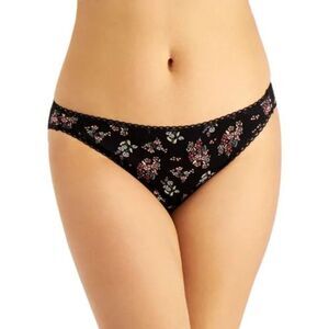 Charter Club Womens Lace-Trim Pretty Cotto Black XXL